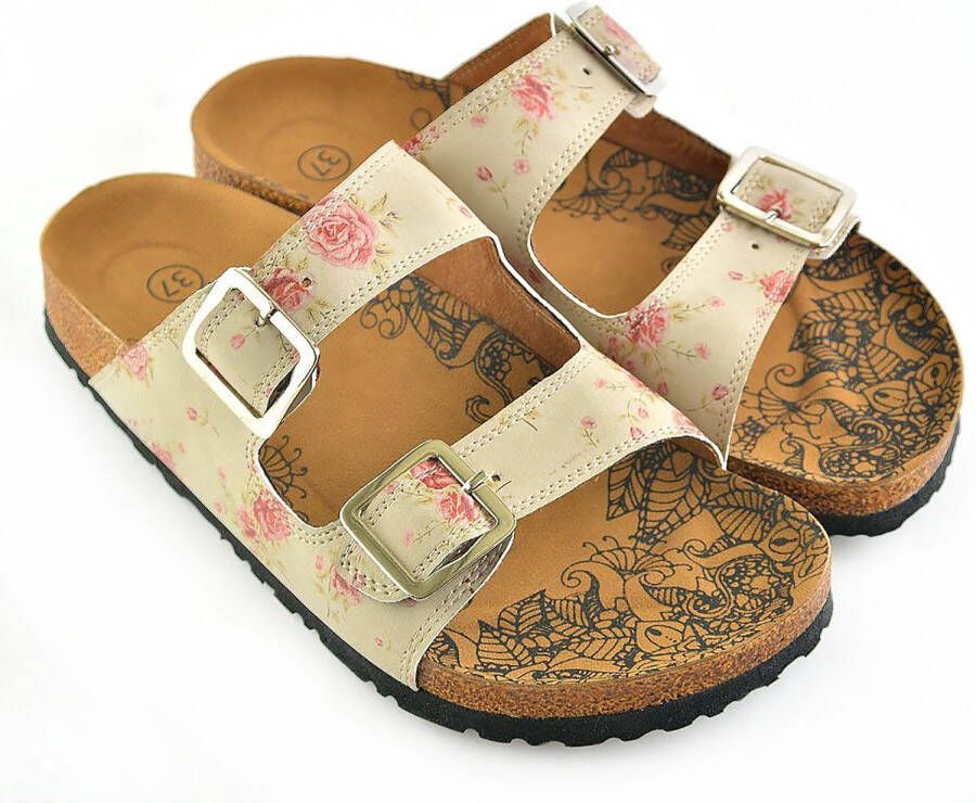 GOBY Roze Rozen Sandalen Slippers Hoge kwaliteit Handmade