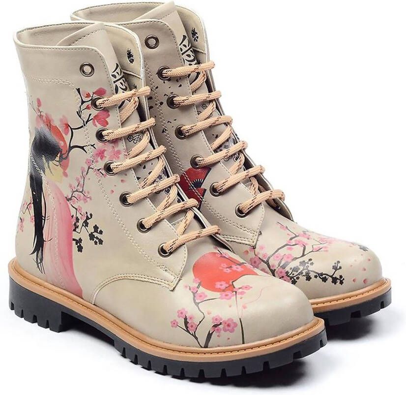 GOBY Sakura Geisha Laarzen Handmade Vegan Leer Dames