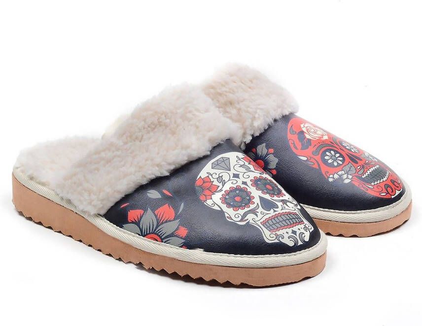 GOBY Skull Dames Sloffen Vegan Leer Handgemaakt