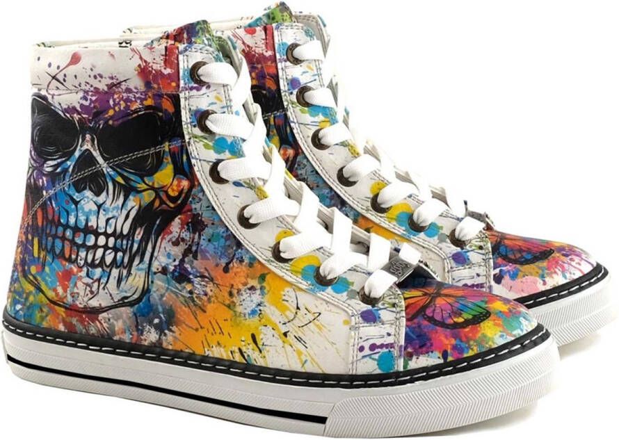GOBY Skull Splash Sneaker Laars Dames Sneakers Vegan Handgemaakt