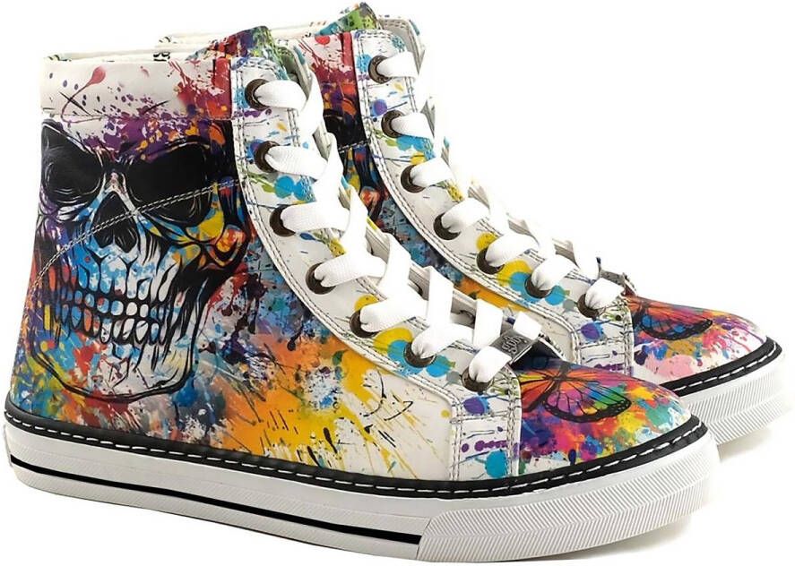 GOBY Skull Splash Sneaker Laars Dames Sneakers Vegan Handgemaakt