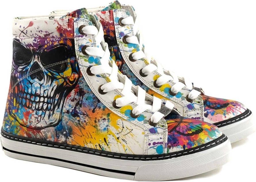 GOBY Skull Splash Sneaker Laars Dames Sneakers Vegan Handgemaakt