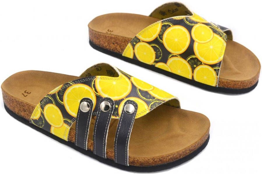 GOBY Sliced Lemons Slippers Sandalen Hoge kwaliteit Handmade