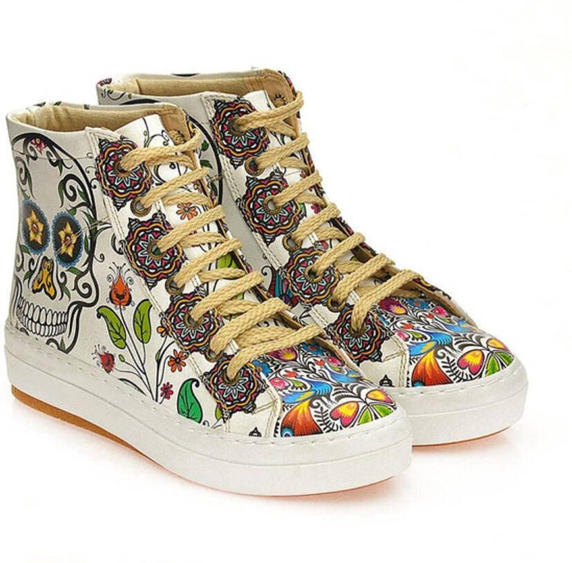 GOBY Sugar Skull Bloom Dames High-Top Sneaker Vegan