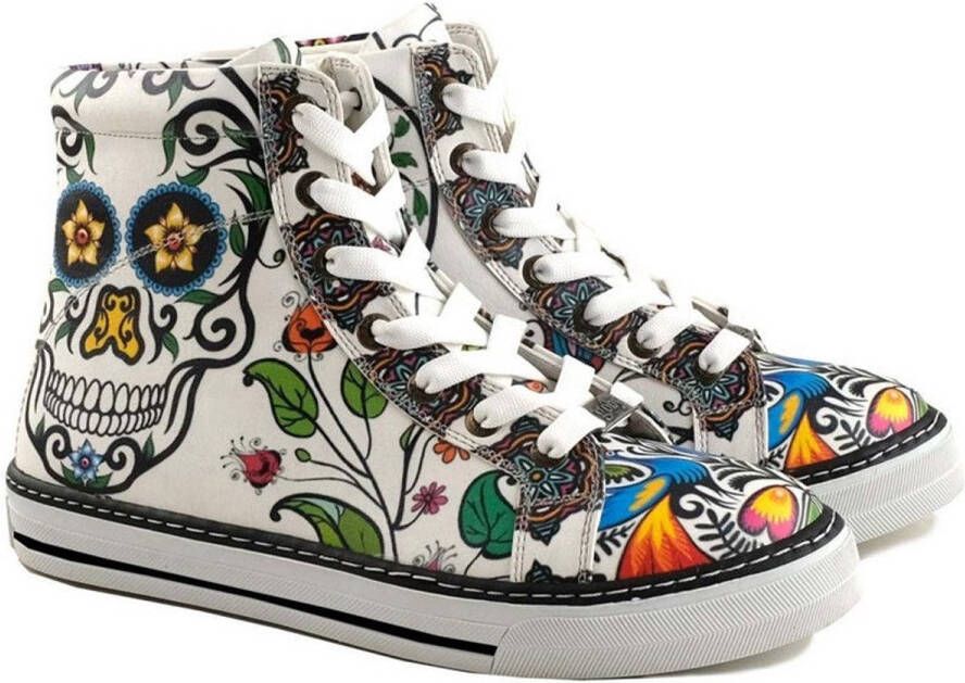 GOBY Sugar Skull Dames Sneakers Handgemaakt Vegan Leer