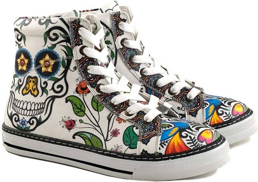 GOBY Sugar Skull Dames Sneakers Handgemaakt Vegan Leer
