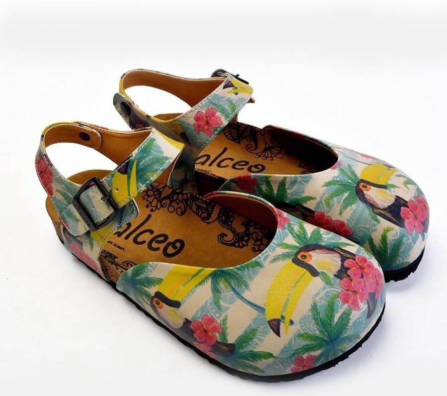 GOBY Tropical Toucan Dames Clogs Vegan Handmade