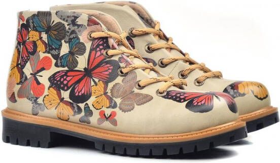GOBY Vlinder Dames Enkellaarzen Handgemaakt Natuur Design Gevoerd Comfortabel