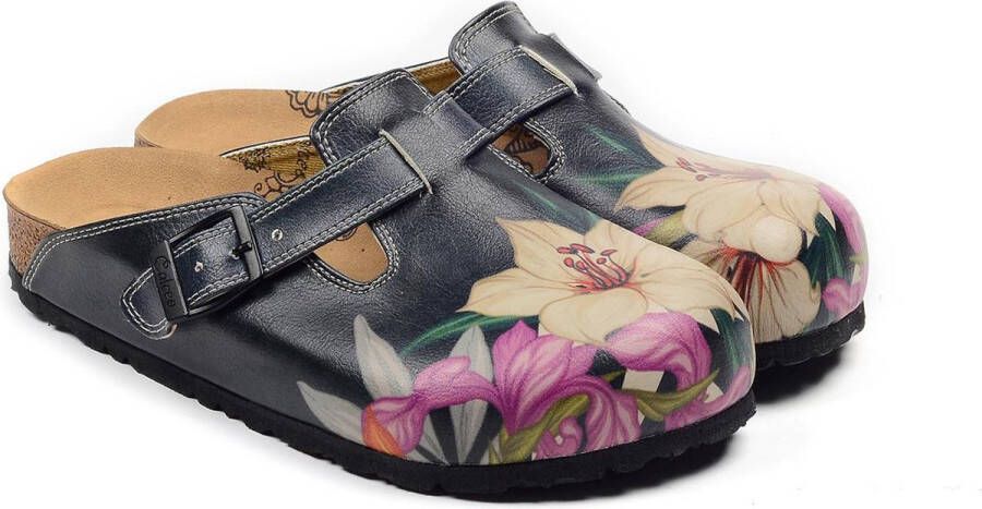 GOBY Clogs met Bloemenprint Handgemaakt Premium Kwaliteit