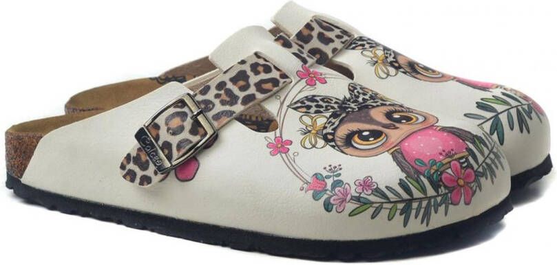 GOBY Wild Owl Dames Clogs Handgemaakt Uilenprint