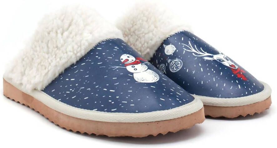 GOBY Winter Wonderland Dames Sloffen Feestelijke Print Warm & Comfortabel