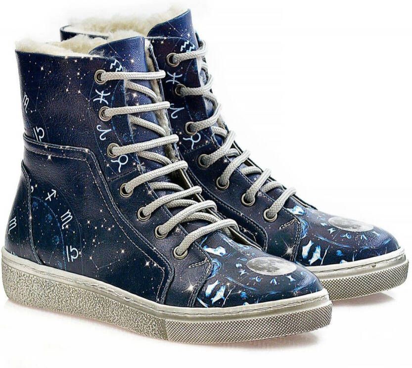 GOBY Zodiac Dames Enkellaarzen Handgemaakt Astrologisch Design Gevoerd Comfortabel