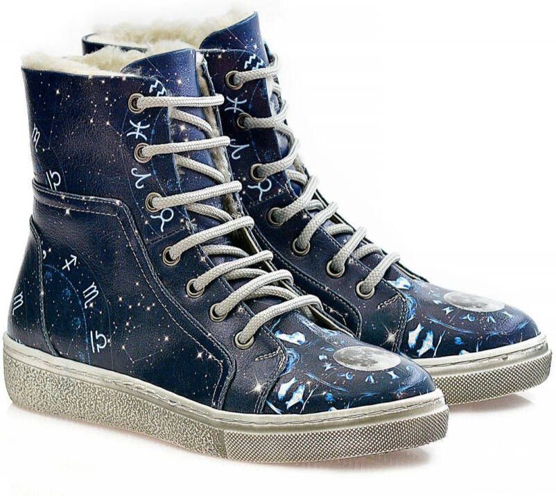 GOBY Zodiac Dames Enkellaarzen Handgemaakt Astrologisch Design Gevoerd Comfortabel