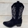 Goedkopeschoenen.com Smile Favorites Dames Cowboylaarzen met Hak Zwart Suedine - Thumbnail 1