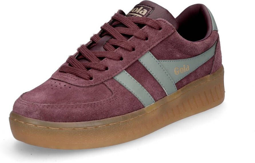 Gola damessneaker Grandslam Suede wijnrood lichtgroen