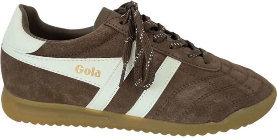 Gola Stadium leren suède sneakers donkerbruin wit - Foto 4
