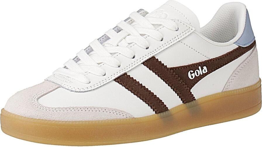 Gola Viper Leather Damessneaker Wit-Donkerbruin-Air-Gum