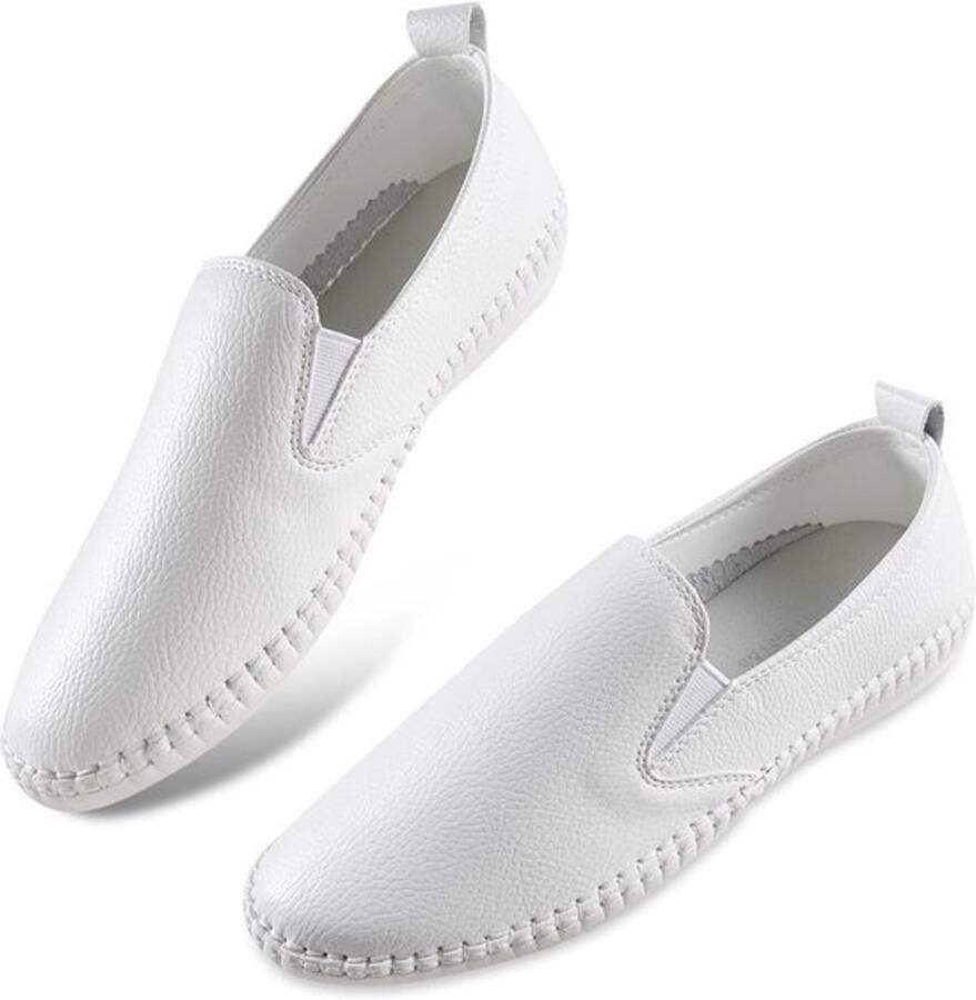 Dailygoody Comfortabele Pumps Dames Dressy Flats Wit Lederen