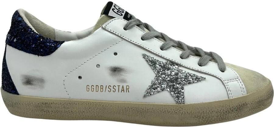Golden Goose Super-Star White Blue Glitter )