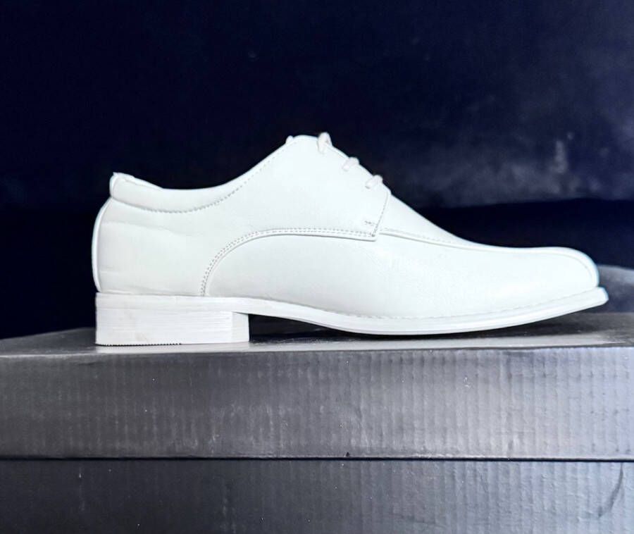 Goor jongens schoenen ivoor wit -binnenzool nette veterschoen communie bruidsjonker - Foto 1
