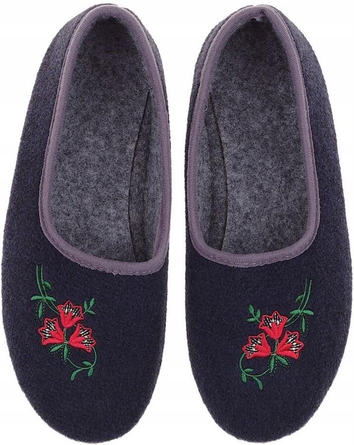 Góralka Dames pantoffels van vilt breed comfortabel voor oma en mama