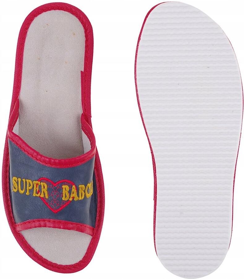 Góralka Damespantoffels 'Super Oma' Leer Marineblauw