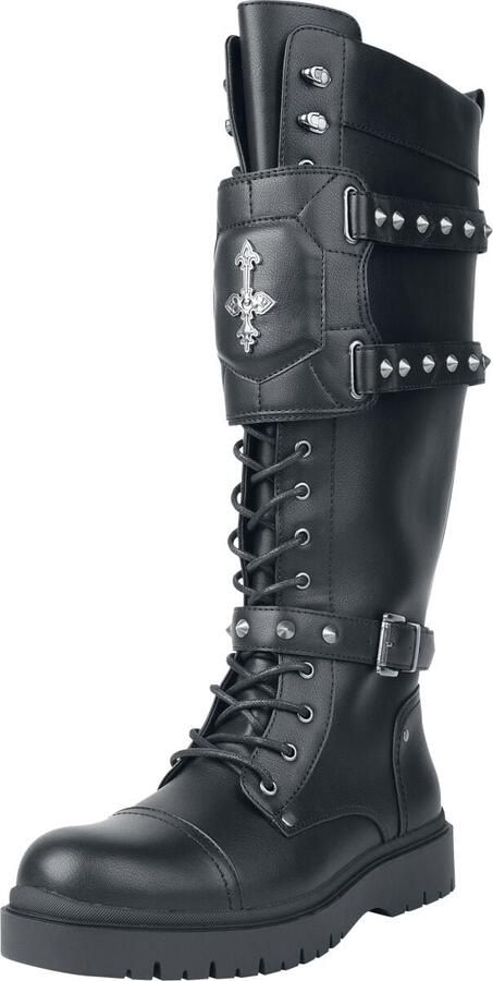 Gothicana zwarte laarzen met studs en gespen Heren