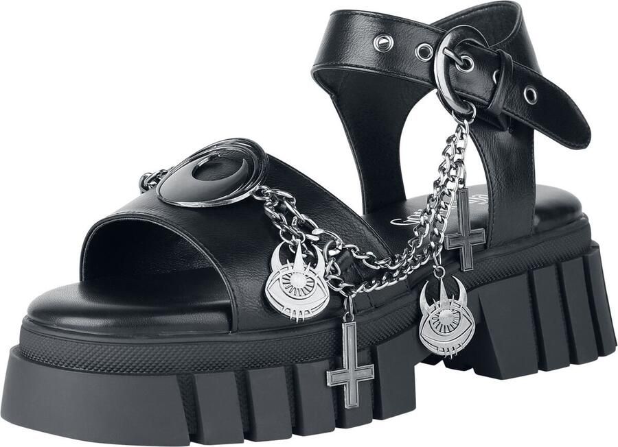 Gothicana Zwarte sandalen met verstelbare banden en gespen Dames