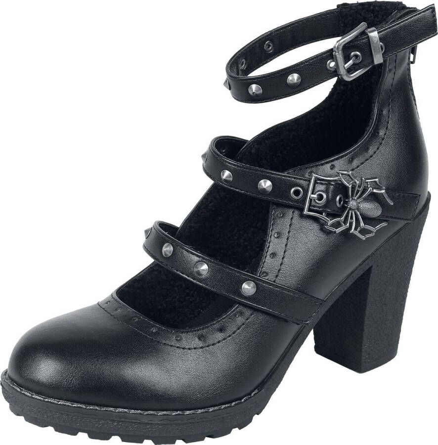 Gothicana zwarte hoge hakken met drie bandjes en studsdetails Vrouwen