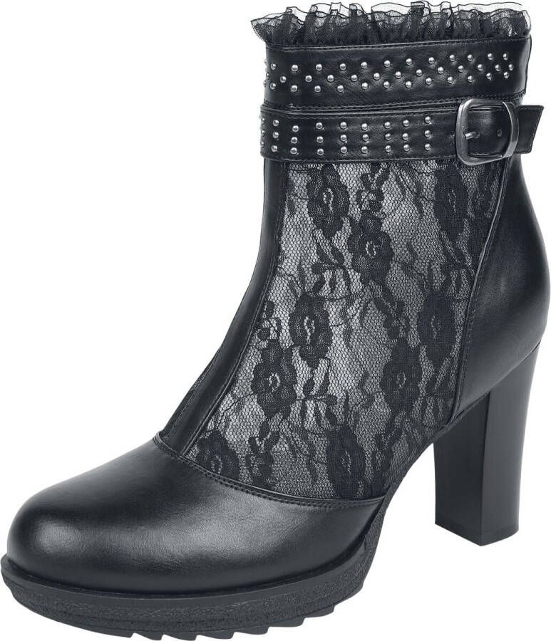 Gothicana Zwarte hoge hakken met rits bij de hiel en bandjes met studs Dames