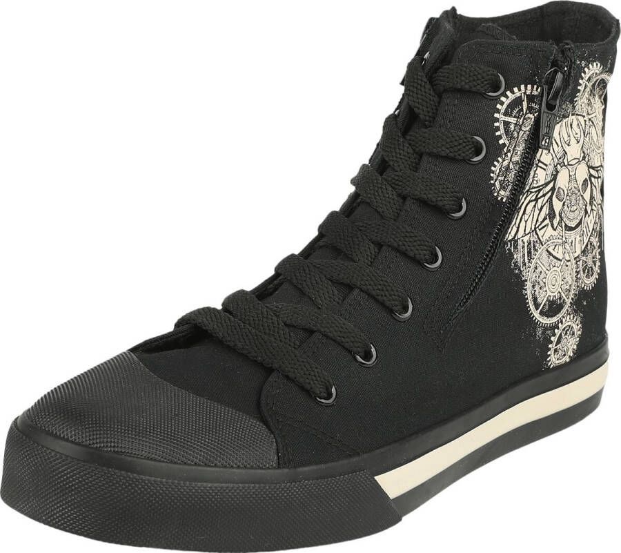 Gothicana zwarte keverprint sneaker hoog met rits Unisex