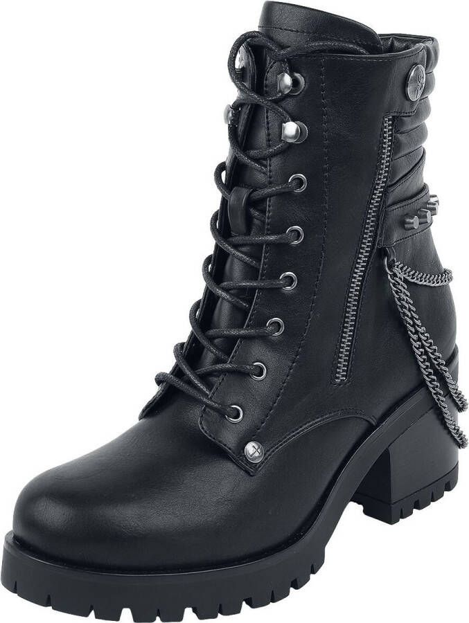 Gothicana Zwarte laarzen met kettingen en sierritsen Dames
