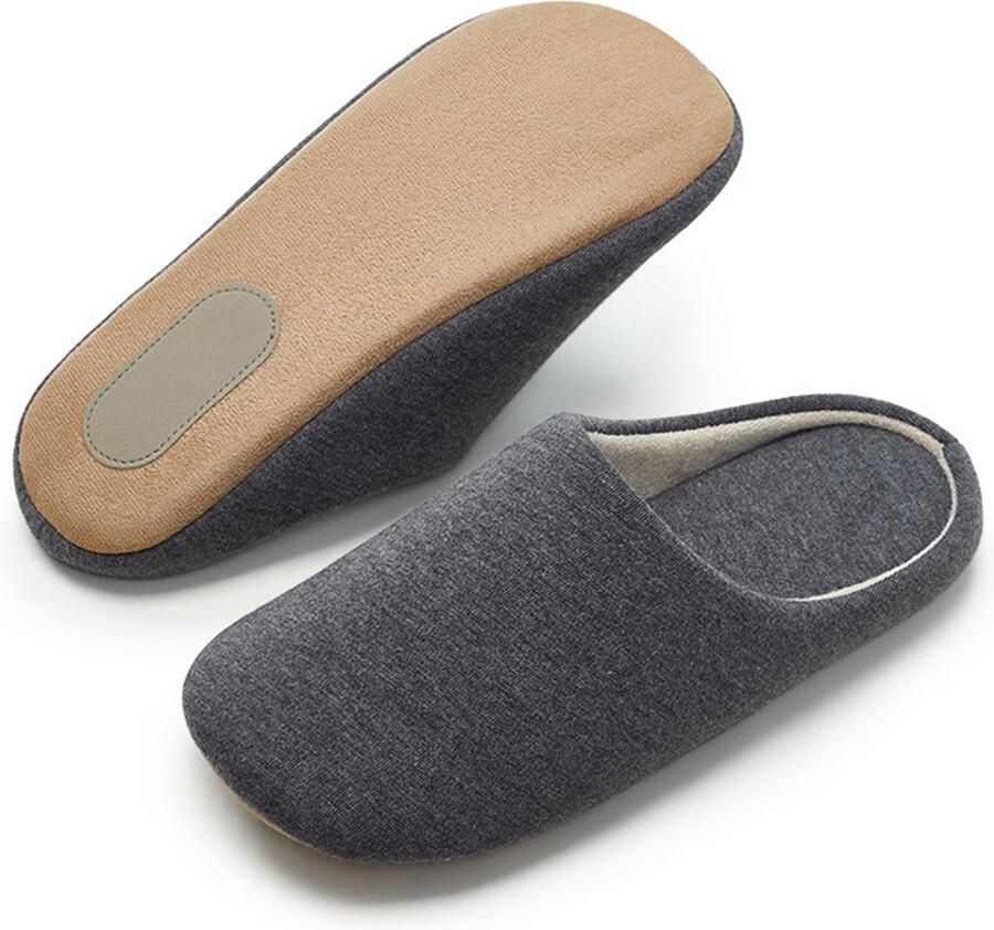 Gotrays pantoffels warme voering stomme pantoffels binnenshuis linnen nen en zachte bodem warme katoen linnen ade d katoen pantoffels wandelen zonder geluid Grijs