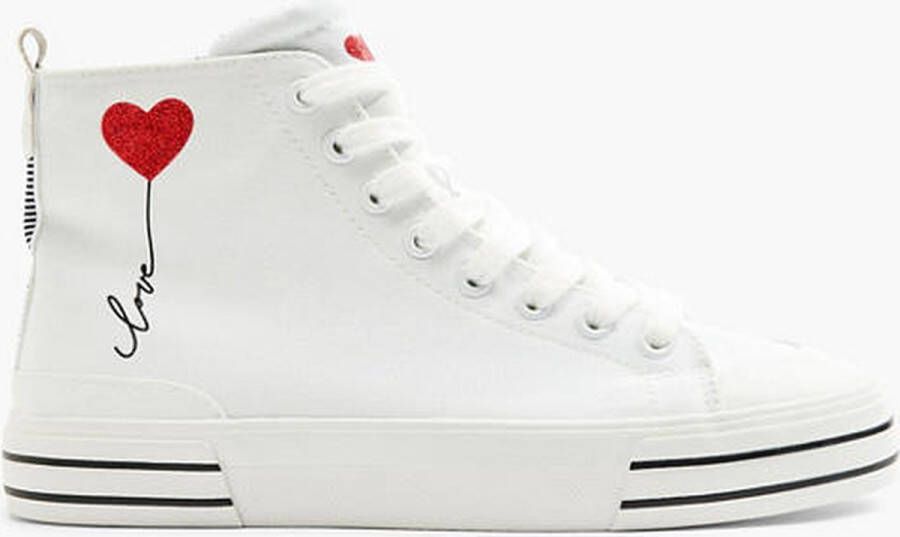 Graceland Witte hoge canvas sneaker hartje