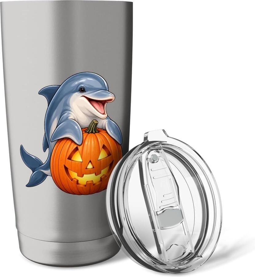 Grappige Jack o'Lantern pompoen Halloween dubbelwandige thermobeker