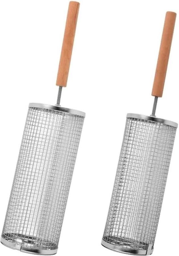 Grillmand met afneembare houten handgreep 304 roestvrij staal voor gasbarbecues tuin en camping outdoor barbecueaccessoire