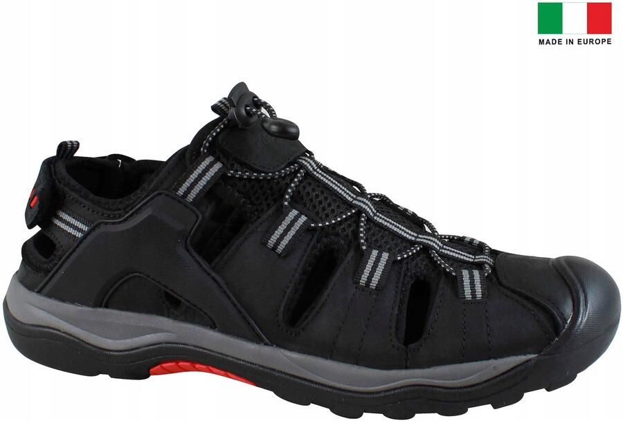 Grisport Heren Sandalen Sportief Zwart Leer Klittenband