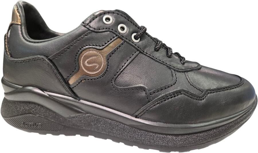 Grisport Zwarte Leren Dames Sneakers Zwart