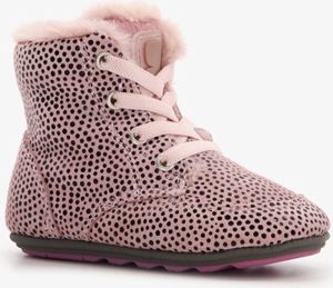 Groot gevoerde leren babyschoenen met stippen Roze Uitneembare zool In cadeauverpakking