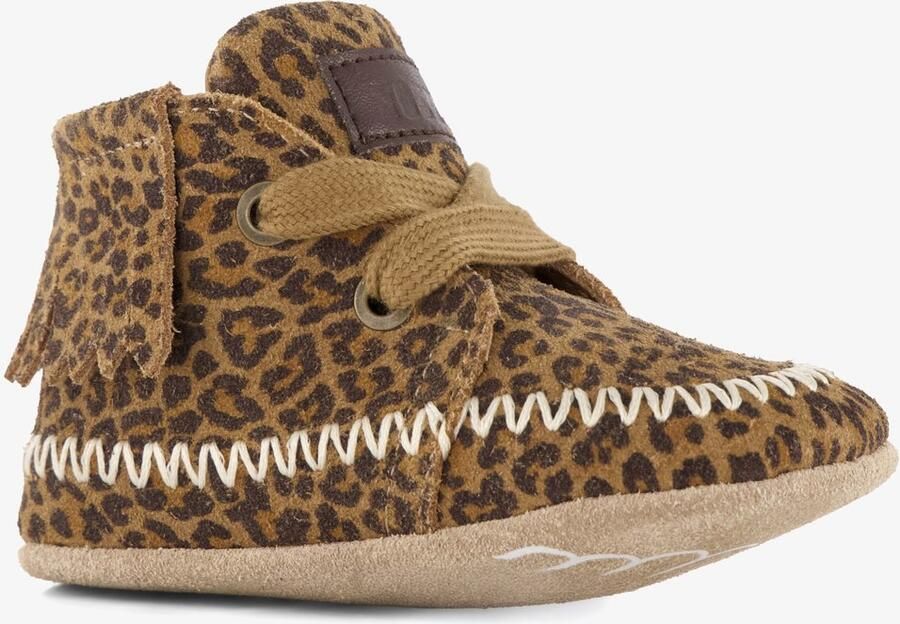 Groot babyschoenen met panterprint bruin Uitneembare zool In cadeauverpakking