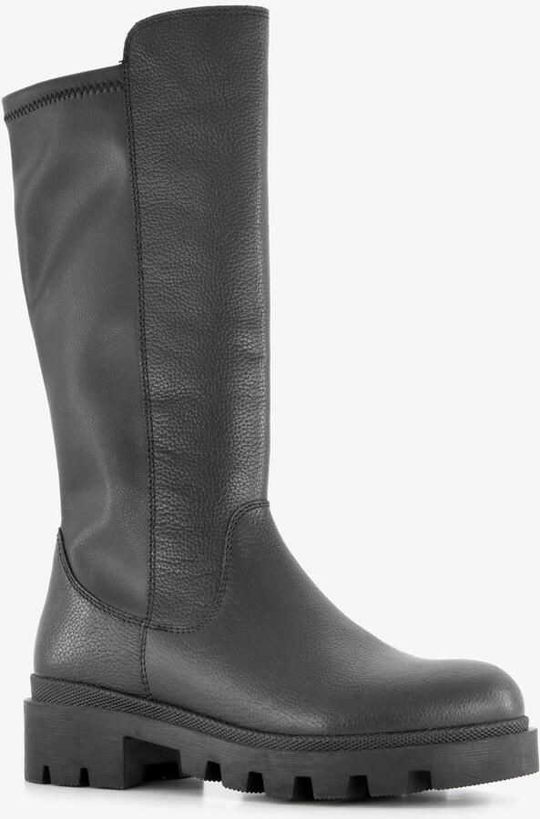 Groot hoge leren meisjes boots zwart Uitneembare zool