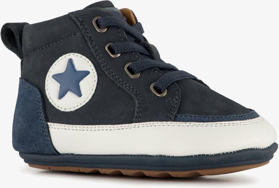 Groot leren babyschoenen donkerblauw Uitneembare zool In cadeauverpakking
