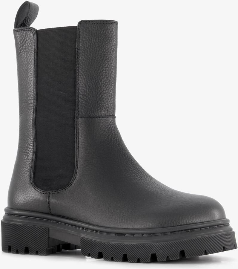 Groot leren meisjes Chelsea boots zwart Uitneembare zool
