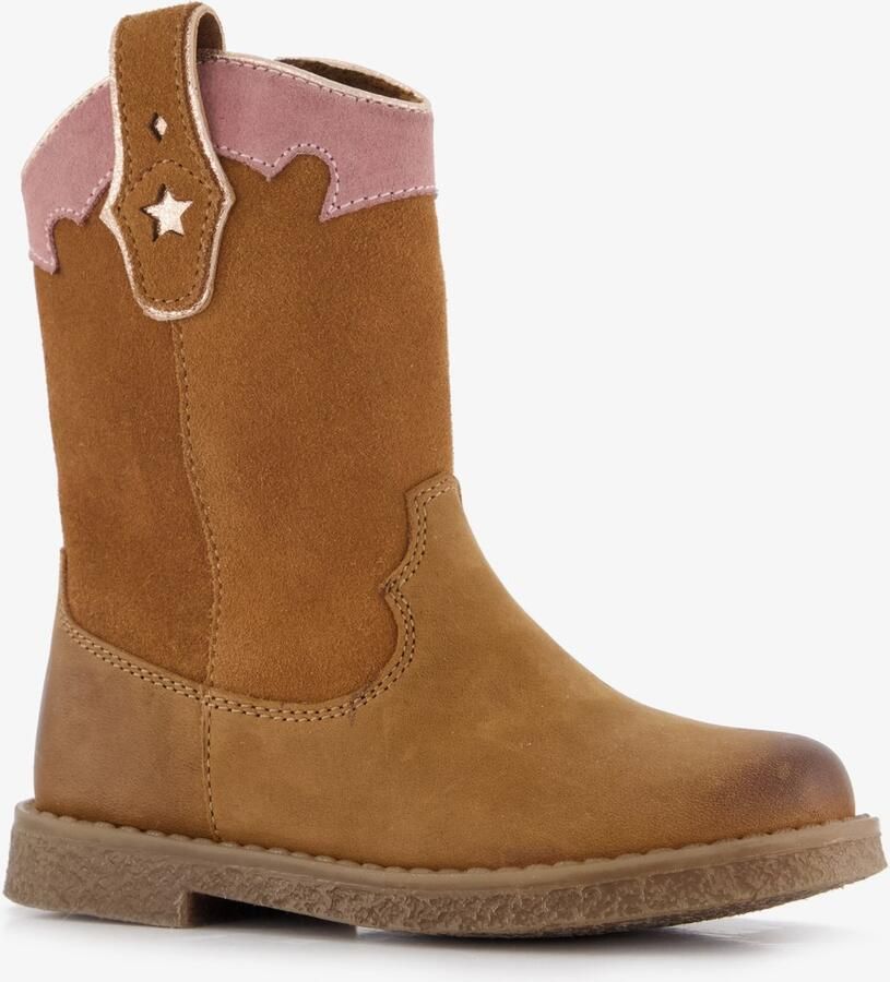 Groot leren meisjes cowboylaarzen cognac Uitneembare zool