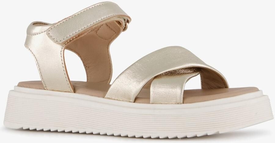 Groot leren meisjes sandalen champagne goud