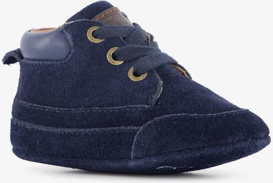 Groot suède babyschoenen blauw Echt leer Uitneembare zool In cadeauverpakking