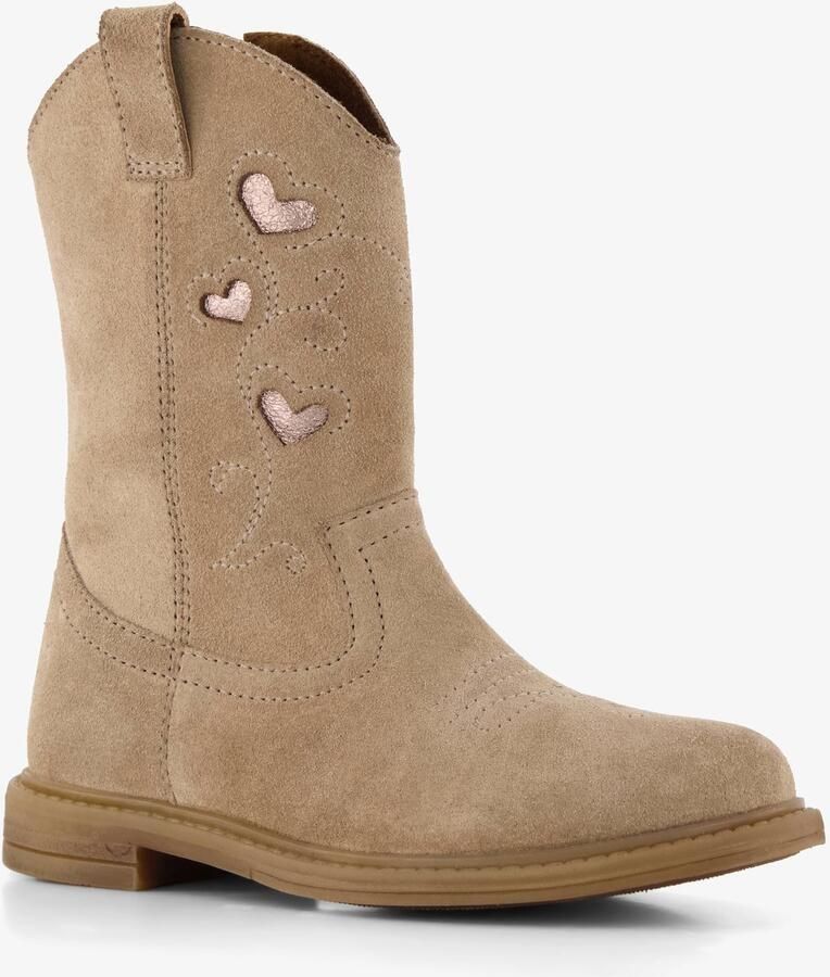 Groot suède cowboylaarzen met hartjes beige Uitneembare zool