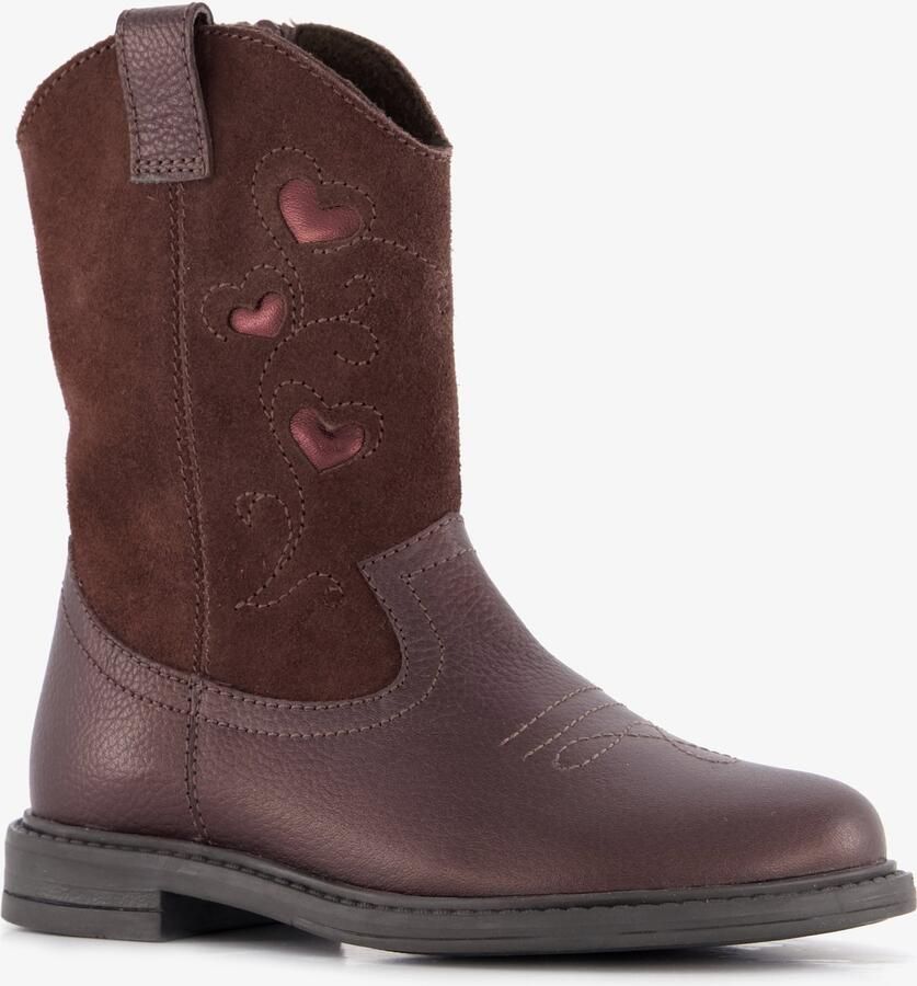 Groot suède cowboylaarzen met hartjes bordeaux Rood Uitneembare zool