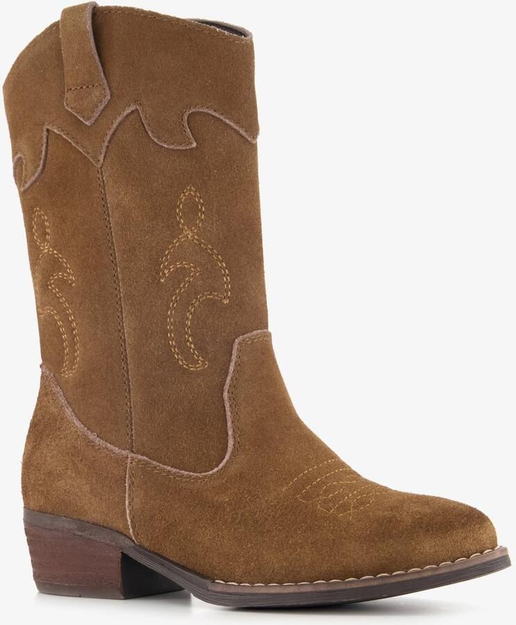 Groot suède meisjes cowboylaarsjes bruin Echt leer