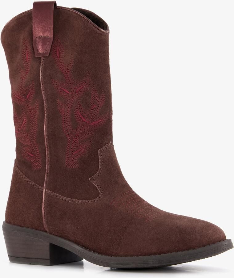 Groot suède meisjes cowboylaarzen bordeauxrood Uitneembare zool